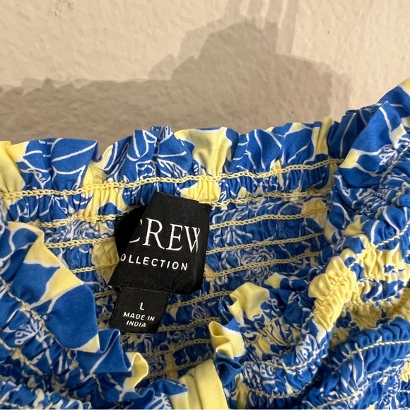 New J. Crew Collection tie shoulder smocked midi maxi dress floral cotton poplin - Picture 13 of 16